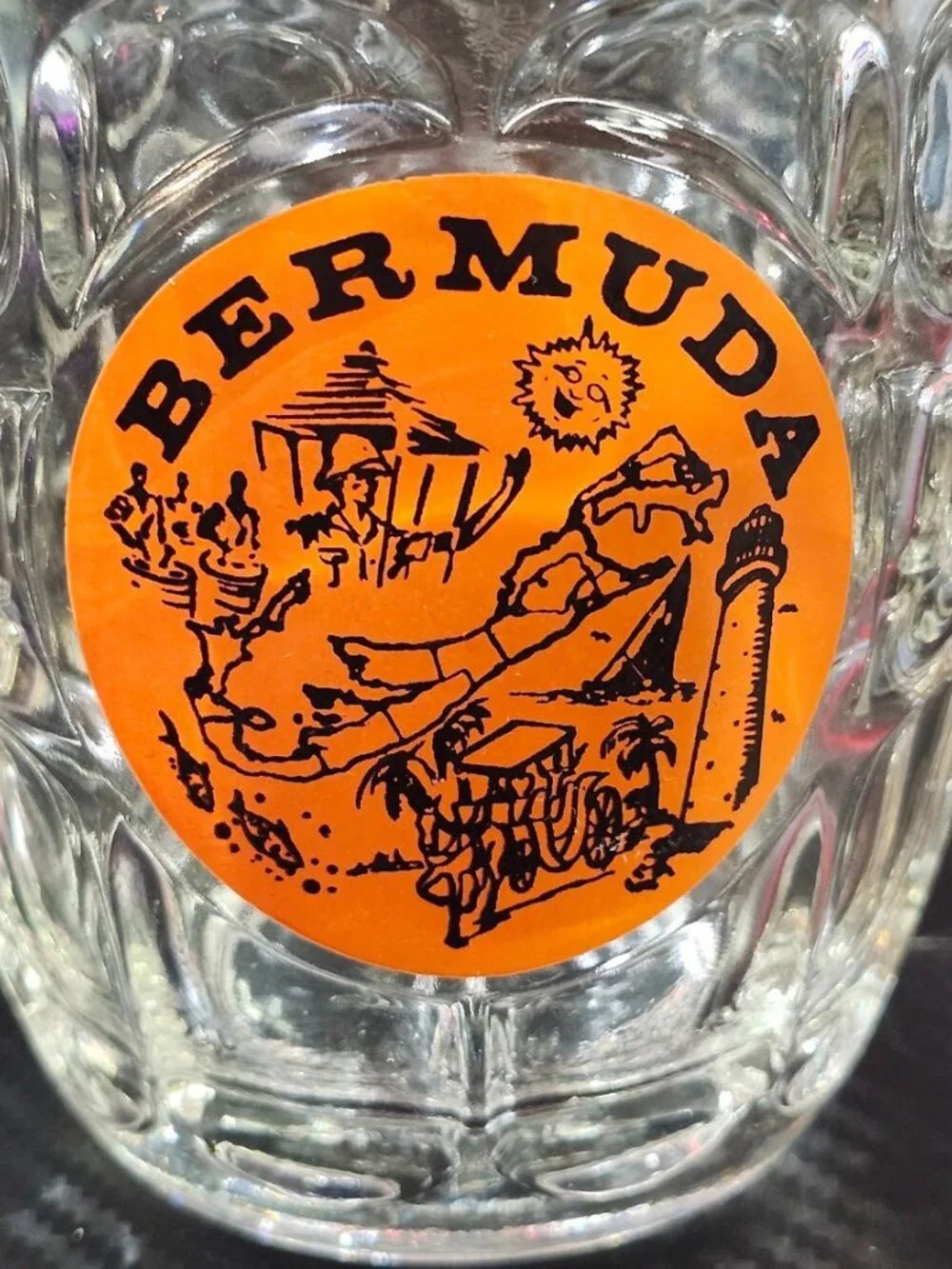 Vintage Ravenhead Glass Gold Trim Bermuda Souvenir Half Pint Stein Mug
